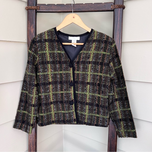 Petite Sophisticate & Co Vintage Boucher Tweed Jacket Green Black Petite Small - Picture 1 of 11